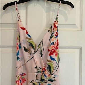 Floral Pink V-Neck Spaghetti Strap maxi  Dress